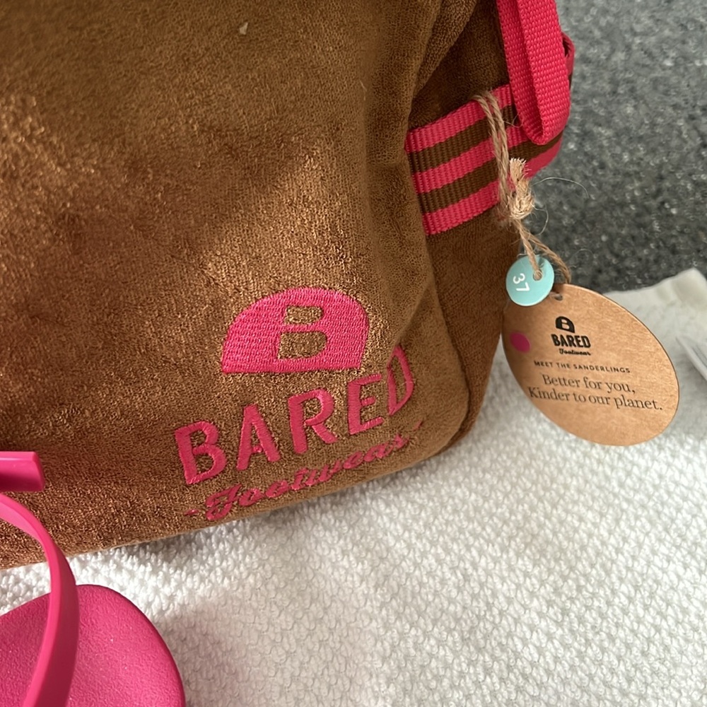 Bared Raspberry Rubber Flat Sandals - image 8